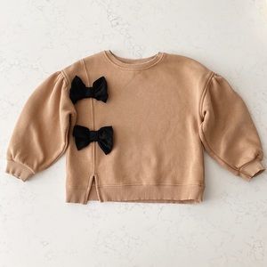 Girls Zara Sweatshirt With Bows, Size 7